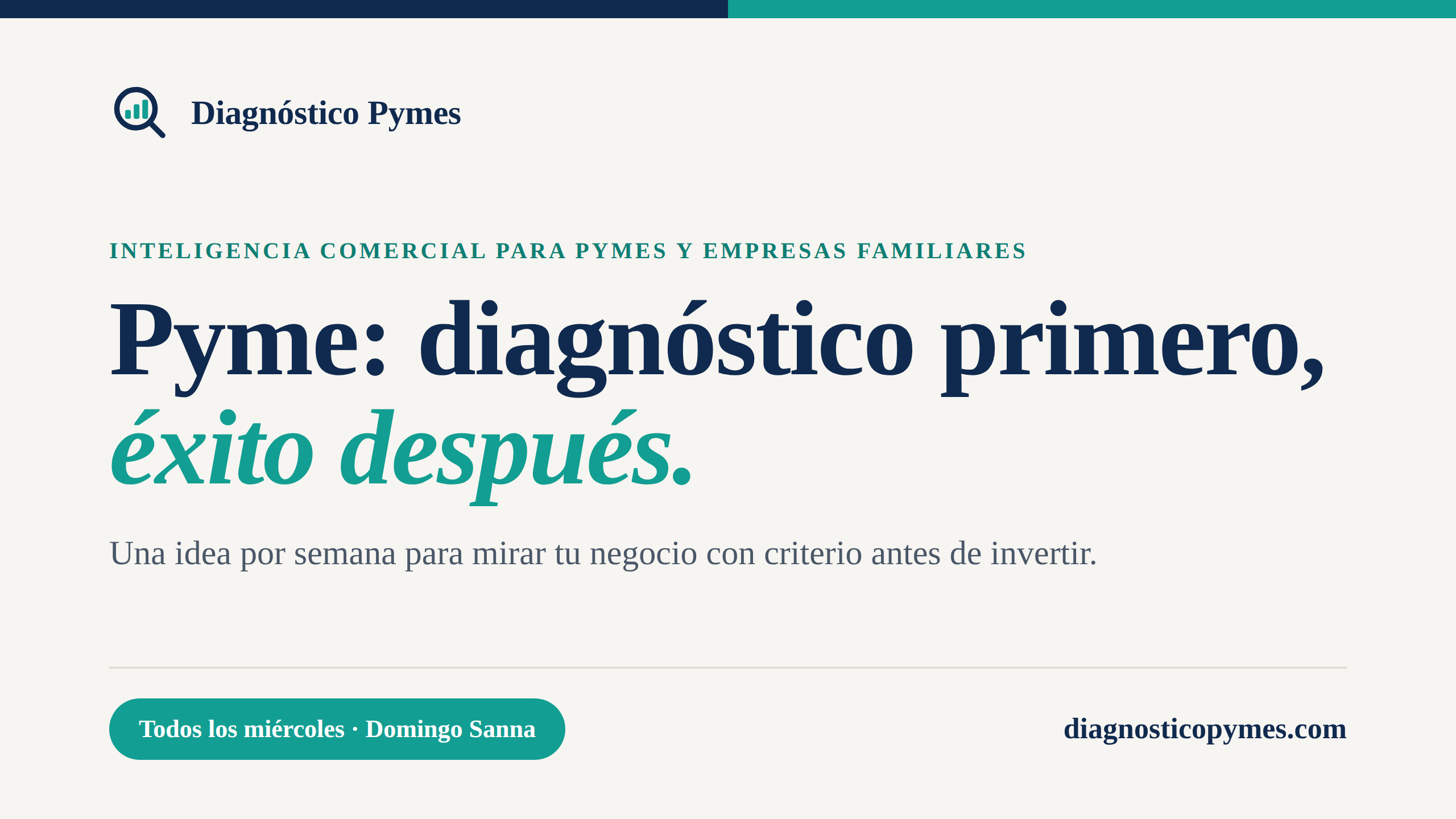 Pyme: diagnóstico primero, éxito después — banner del newsletter de Diagnóstico Pymes